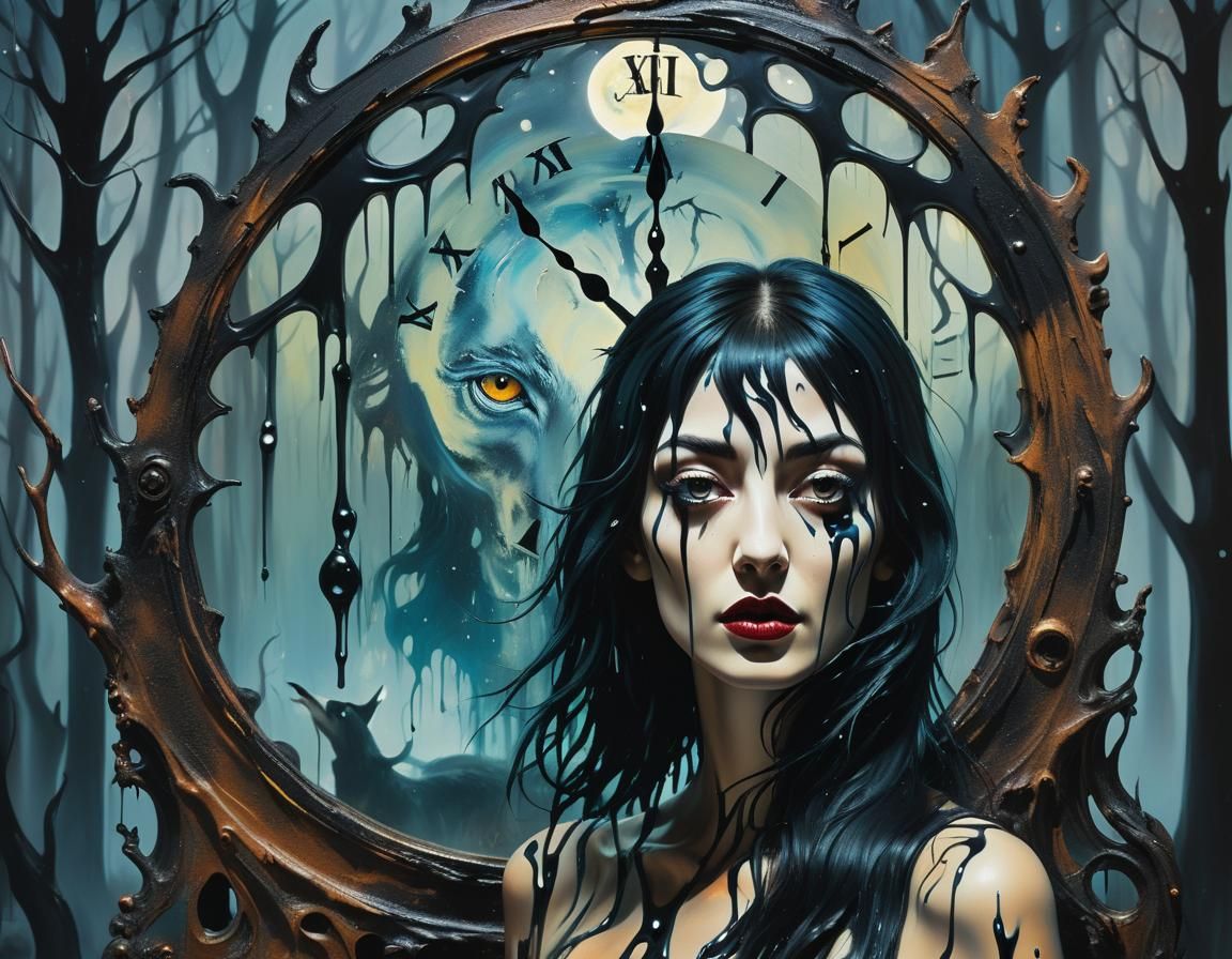 Surreal Emo Girl Portrait in Dreamlike Forest