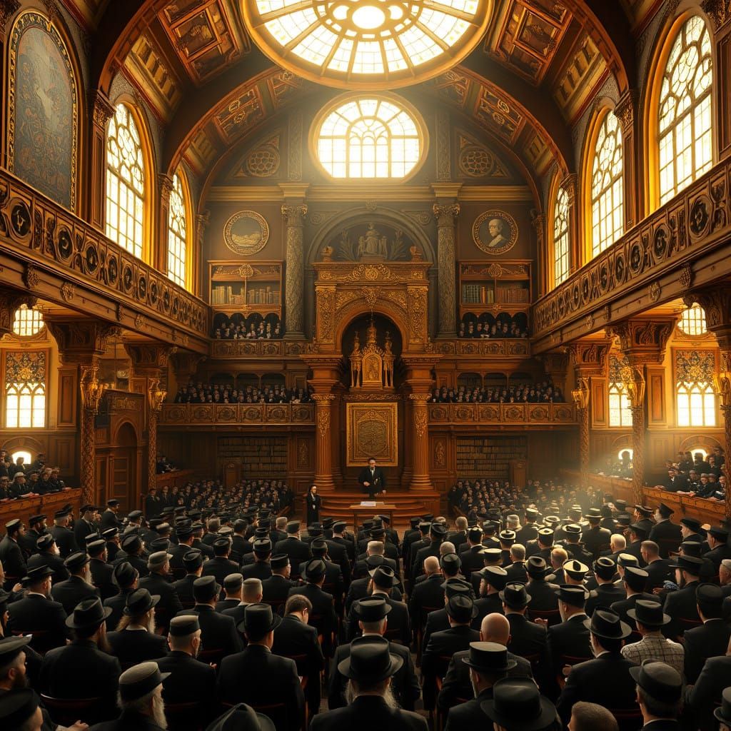 Traditional Orthodox Synagogue in Haredi Style with Intricat...