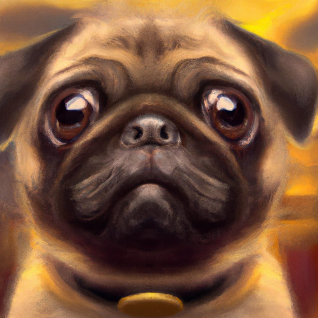 Epic Pug Portrait in Digital Matte Painting Style