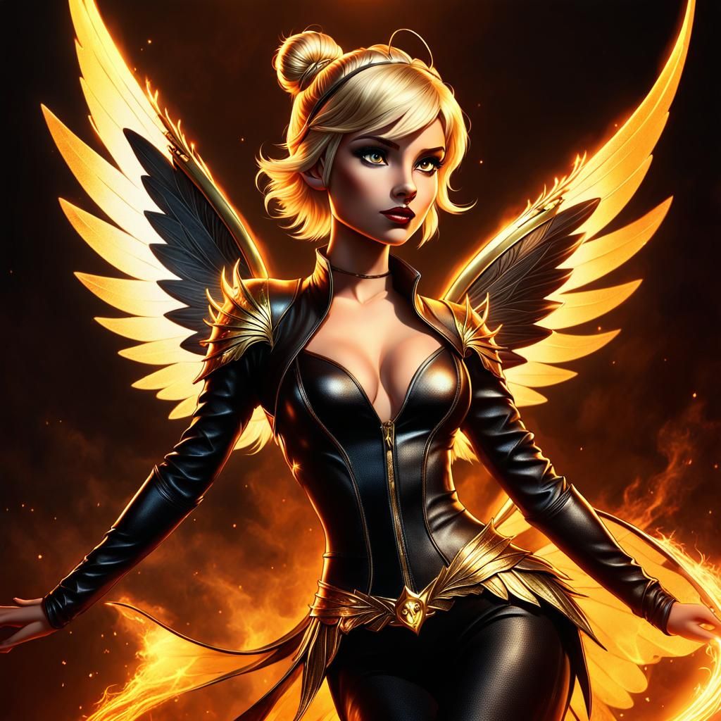 Tinkerbell, Princess of Darkness, with Fiery Golden Wings
