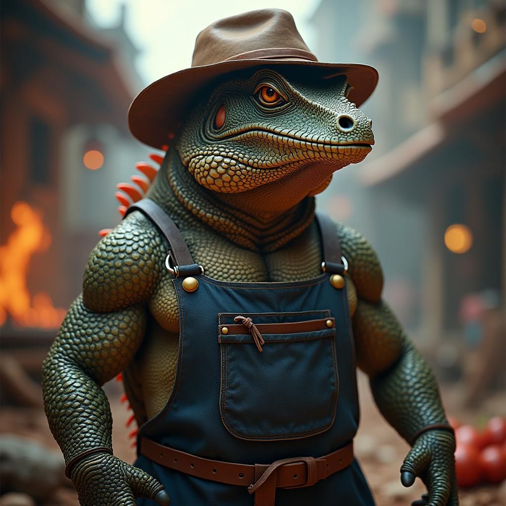 Iguana Foreman in a Detailed Digital Painting