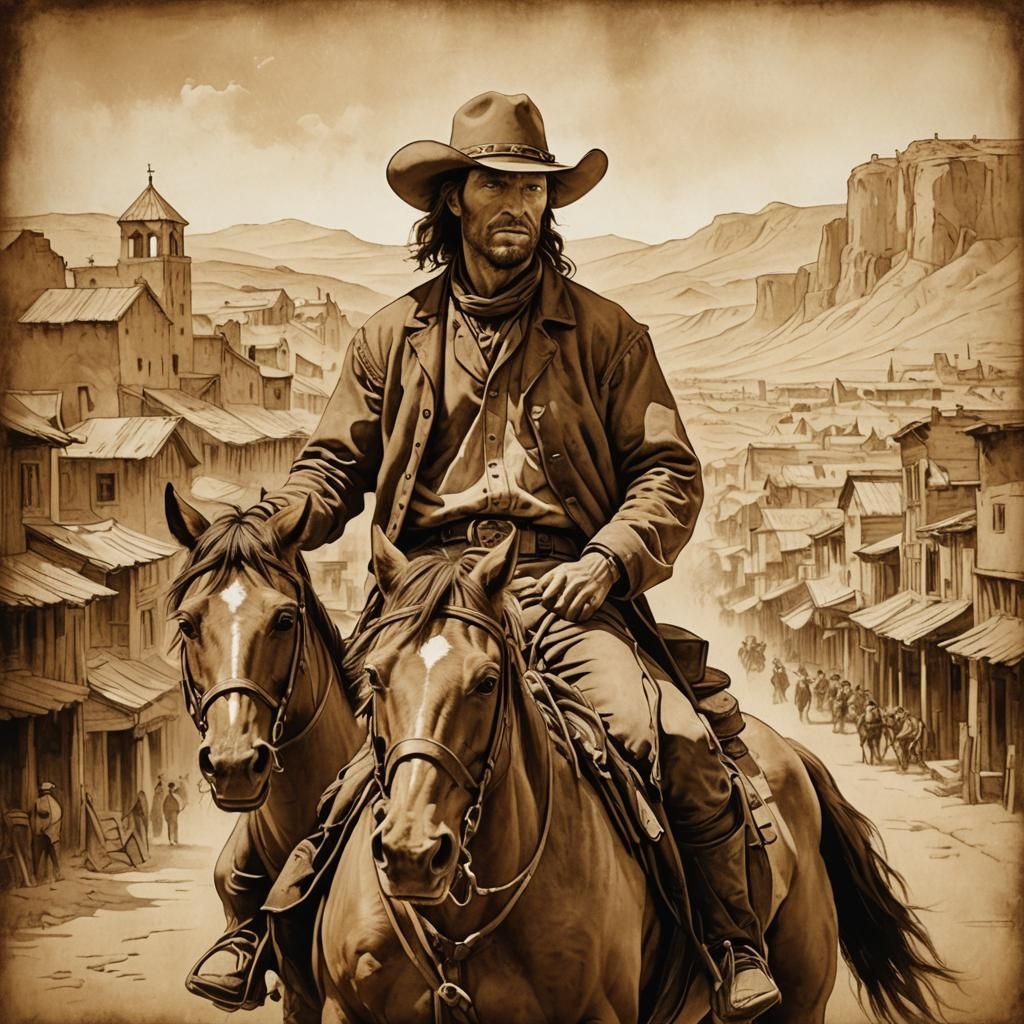 Cowboy in Sepia, Renaissance Style