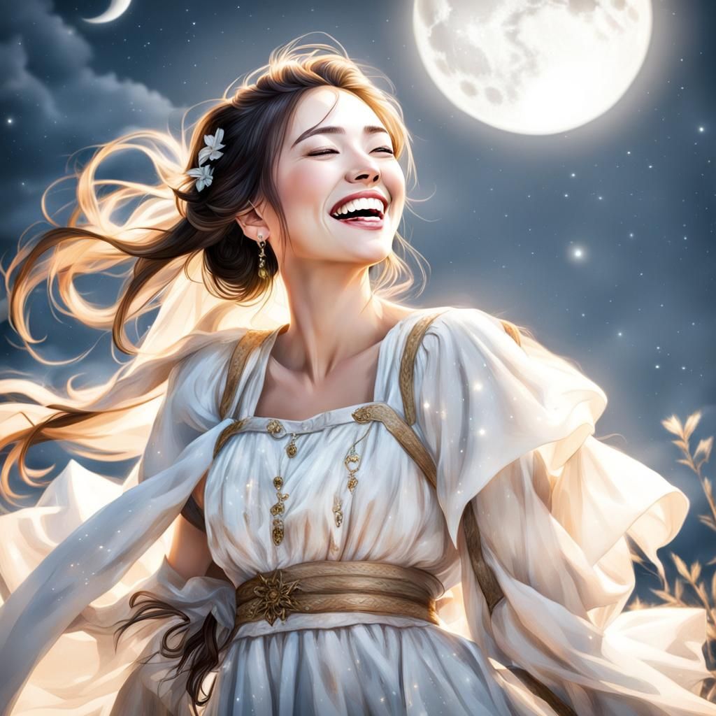 Girl Laughing in the Moonlight