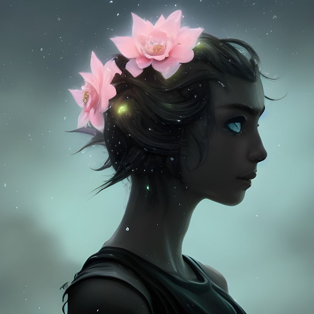 Sad Black Dragon with Flower Crown