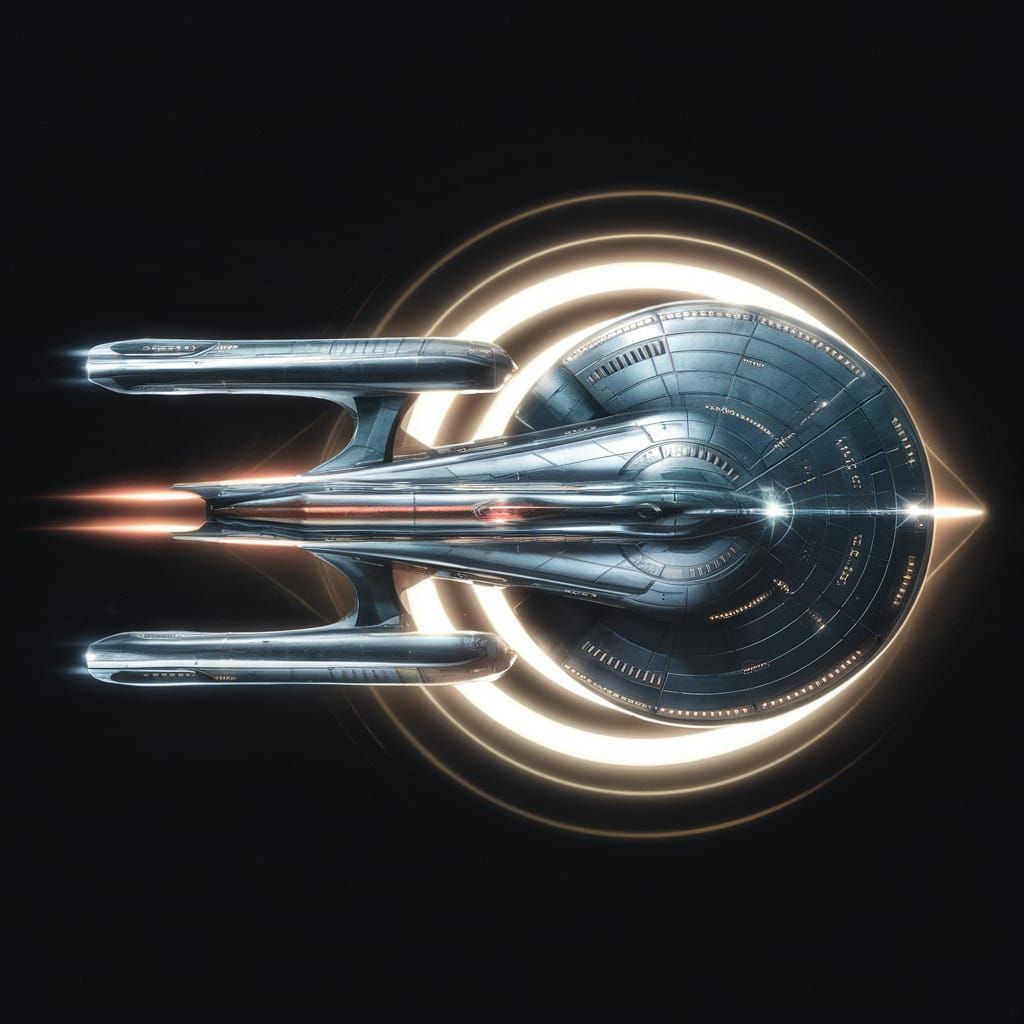 Futuristic Spaceship in Deep Space