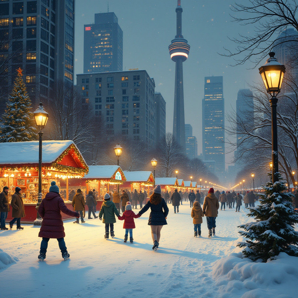Toronto Christmas Scene in Rockwell Style