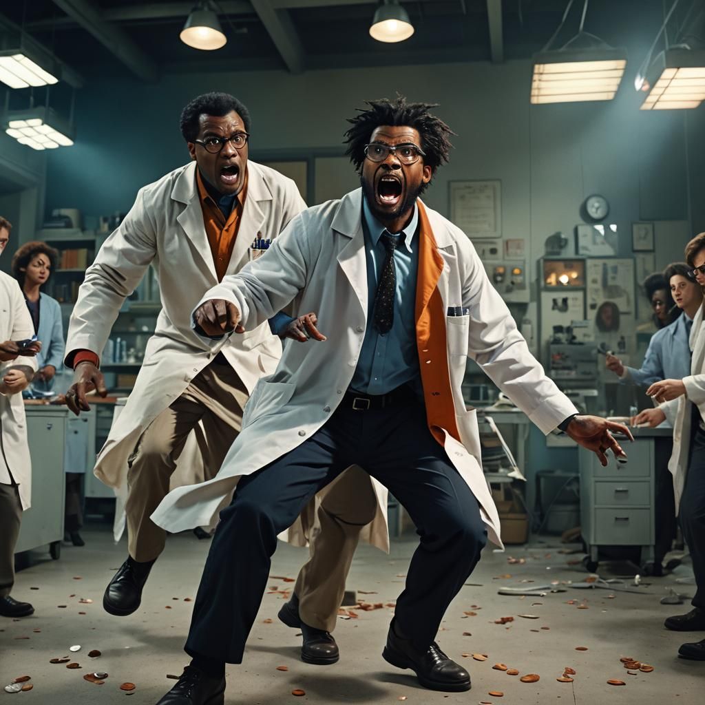 Scientist Battles Werewolf in Fantastical Laboratory