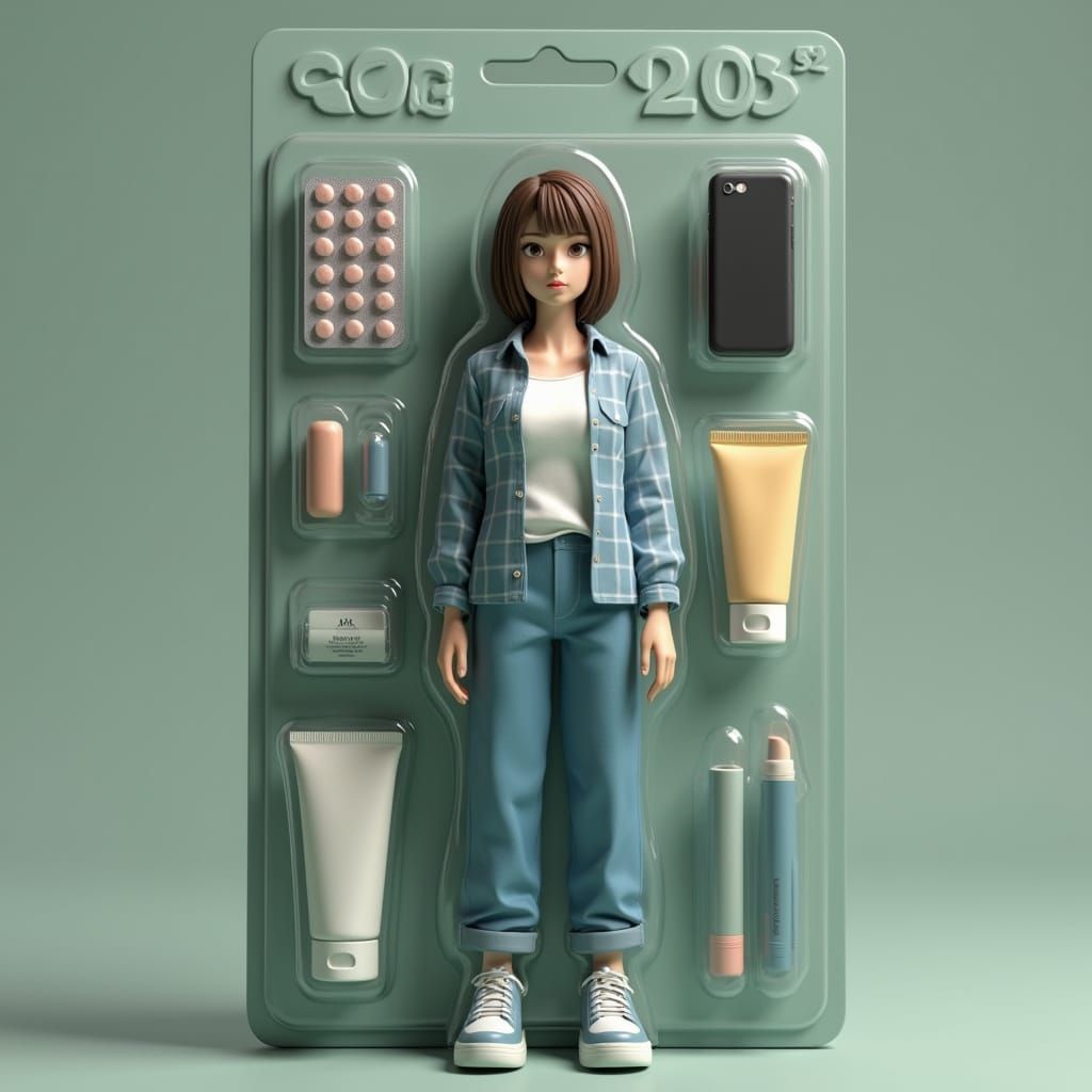 Realistic 3D Doll in Modern Blister Package
