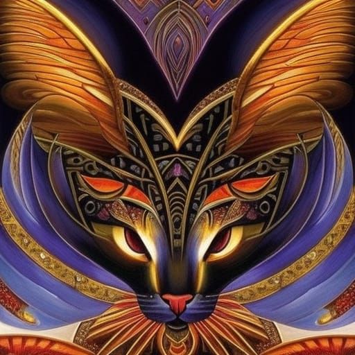 Egyptian Cat God Worship in Dark Fantasy Style