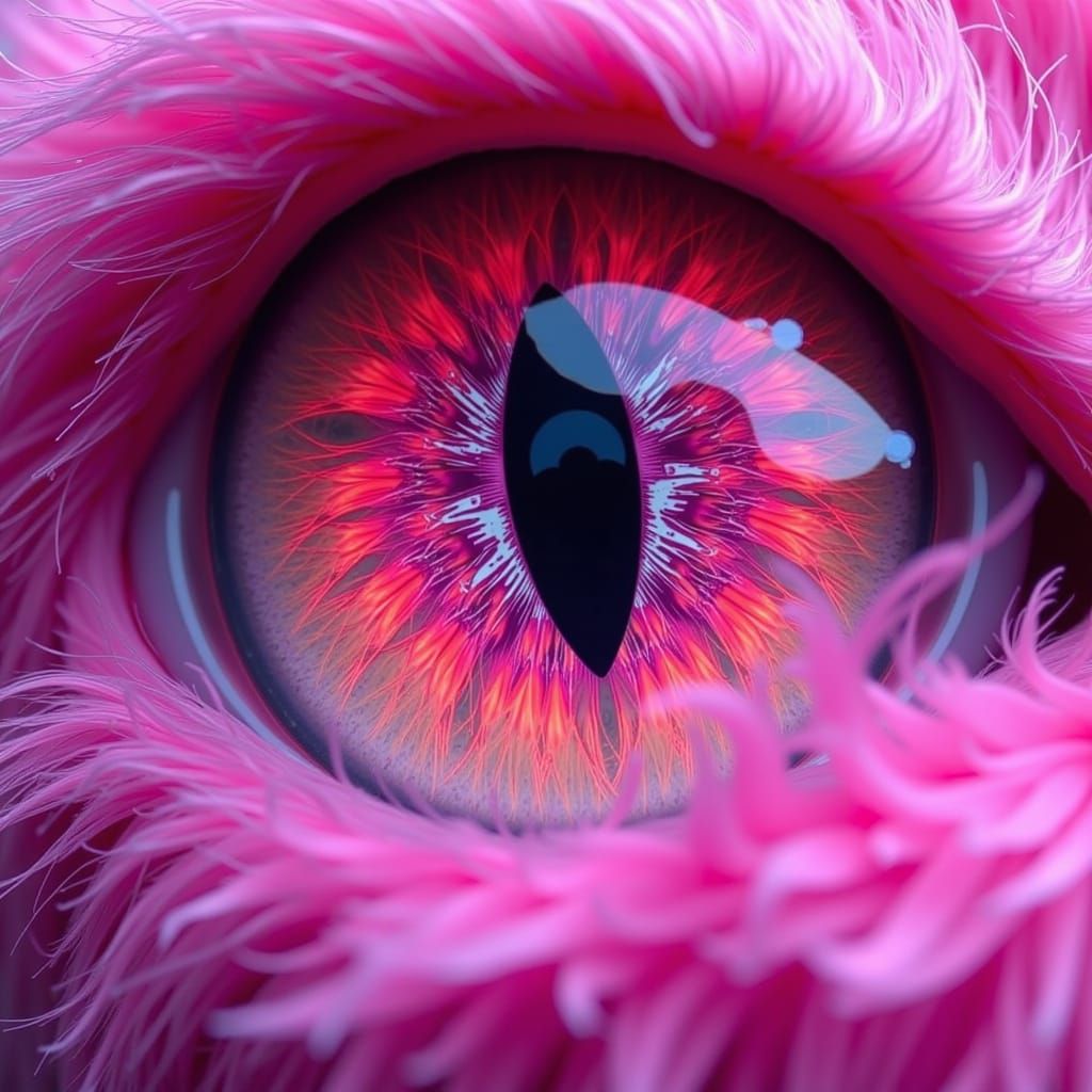 Bioluminescent Pink Cat Eye: A Microscopic Digital Painting