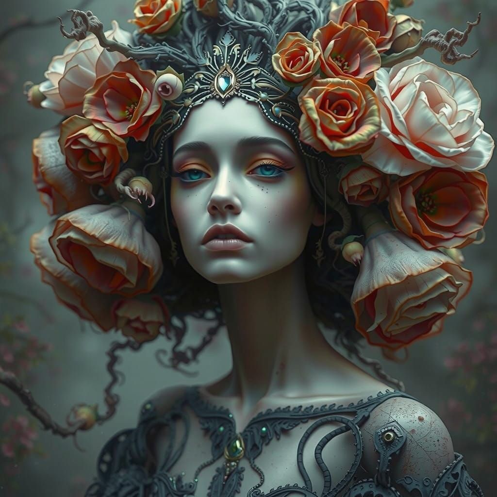 Ethereal Gold Skeleton in Moonlit Forest