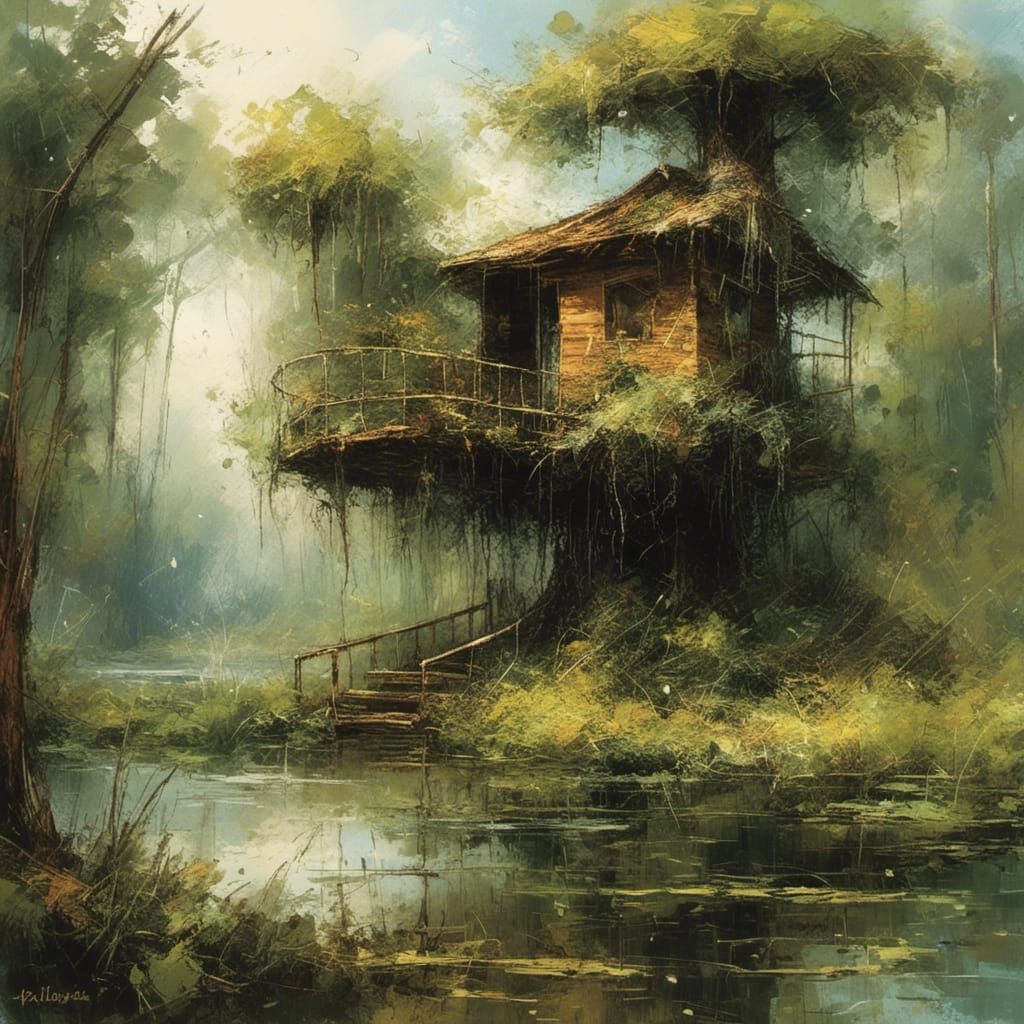Enchanting Treehouse Retreat in a Mystical Swamp