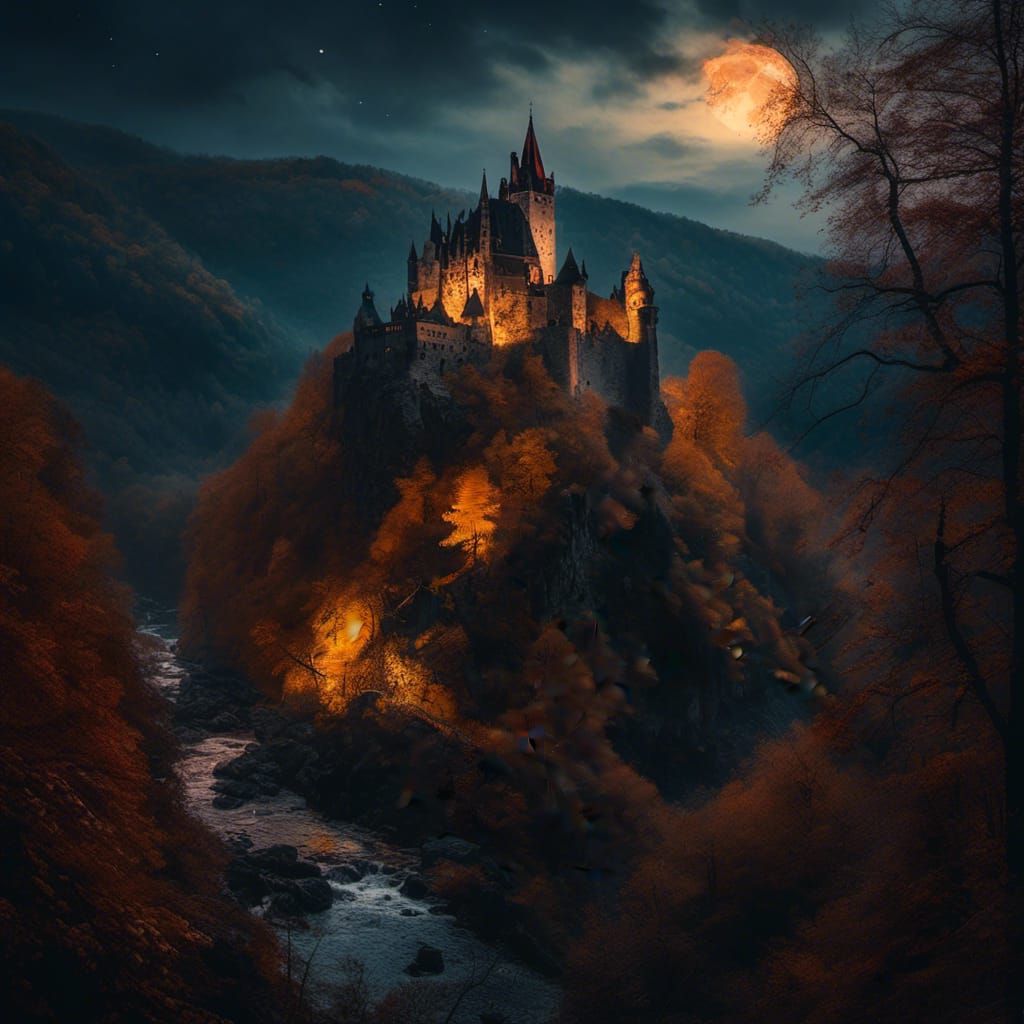 Bran Castle Ruins at Night