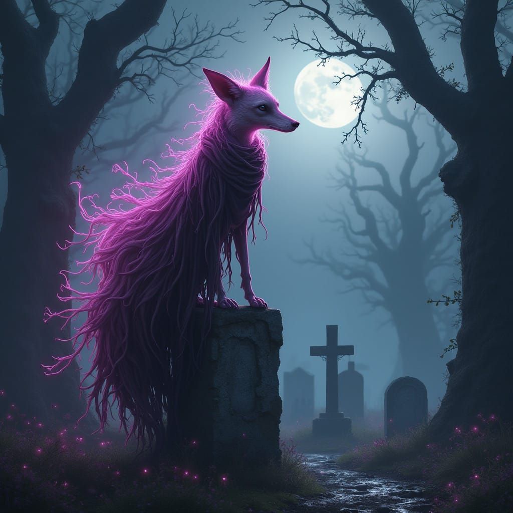 Ethereal Fox Guardian of the Mystical Graveyard