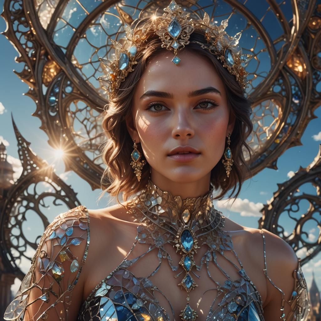 Woman in Glass Dress: Detailed Matte Painting