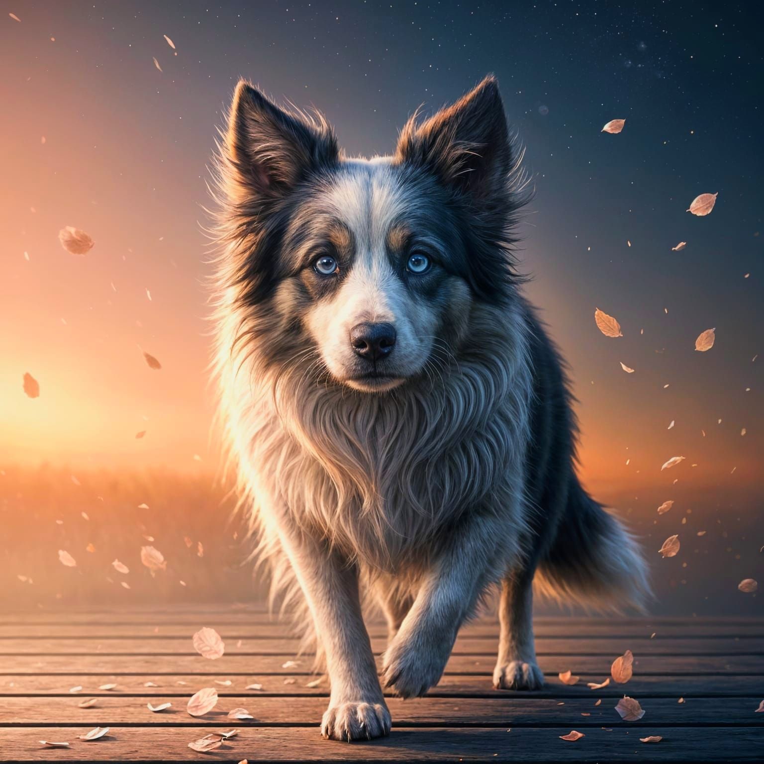 Adorable Border Collie in a Sakura Dreamscape