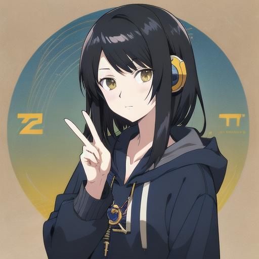 Anime Style High Schooler with Peace Sign