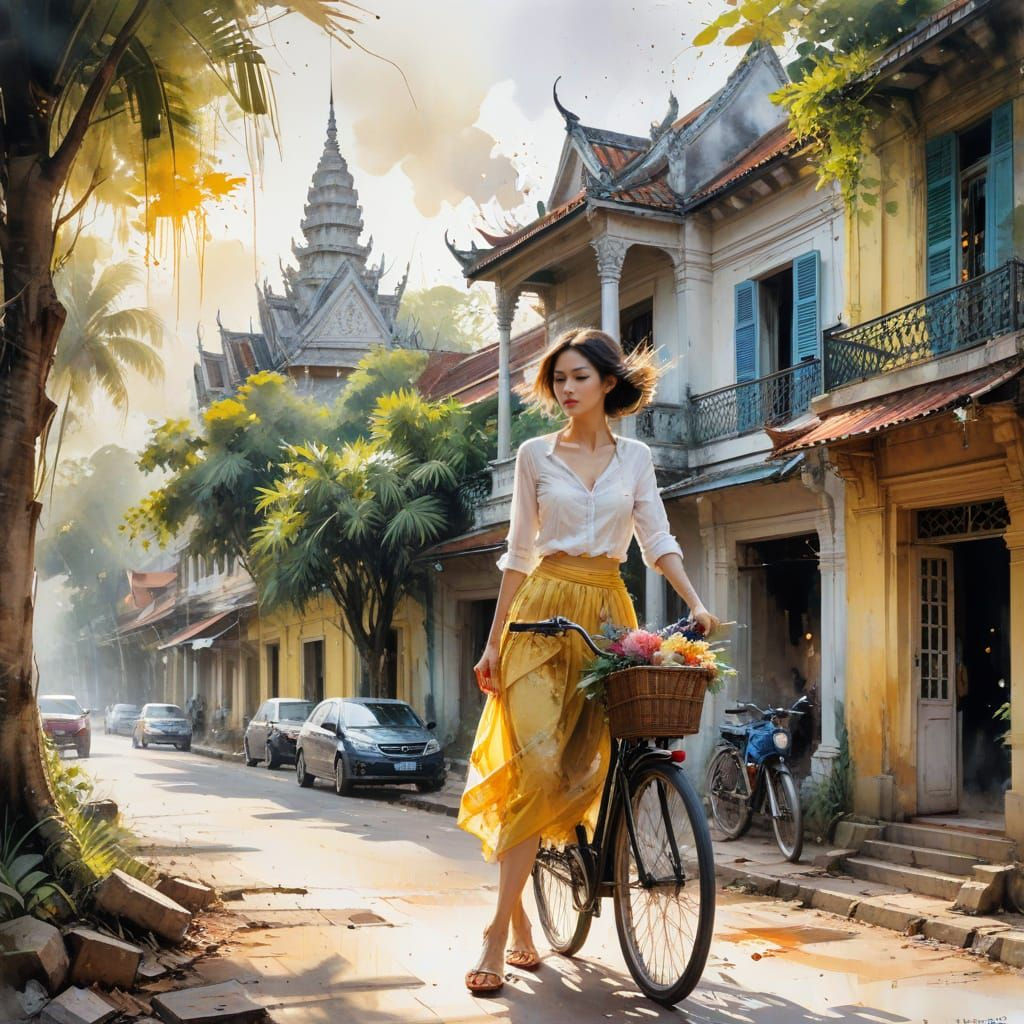 Battambang Cambodia: French Colonial Architecture at Sunset