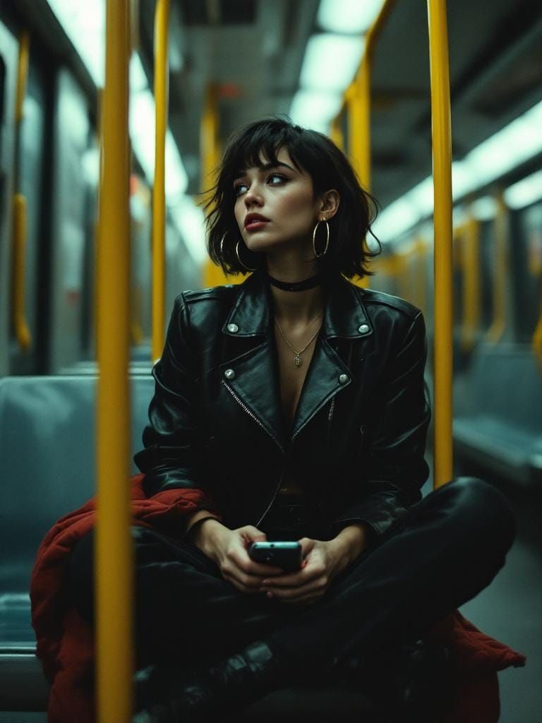 Urban Commuter in Subway Car