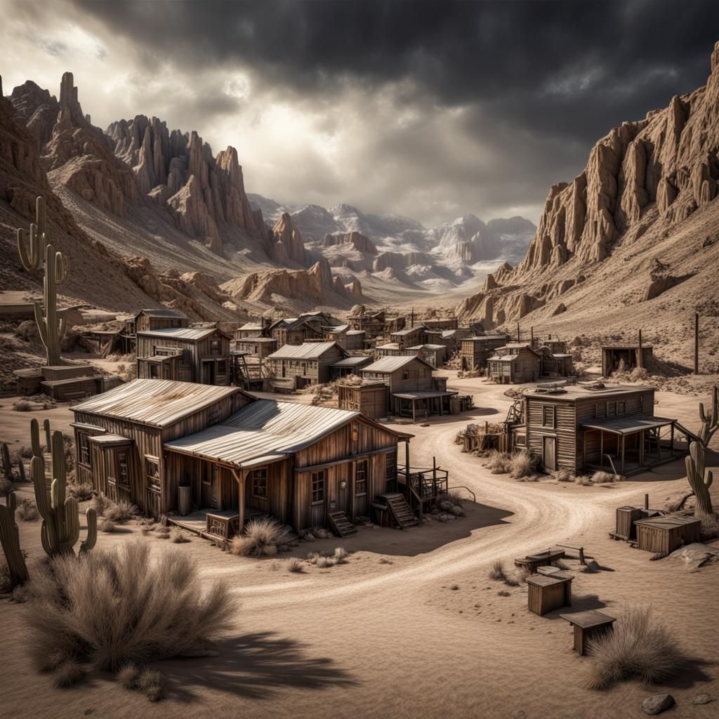 Alien Desert Mining Settlement in Hyperrealism