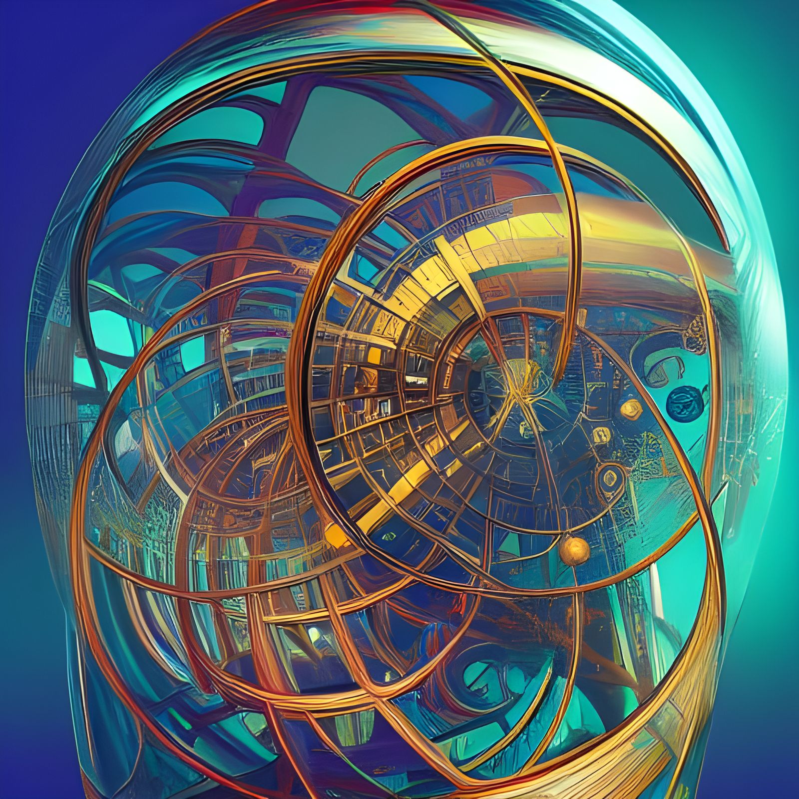 Abstract Time Travelling Mind in Fantasycore Airbrush Art