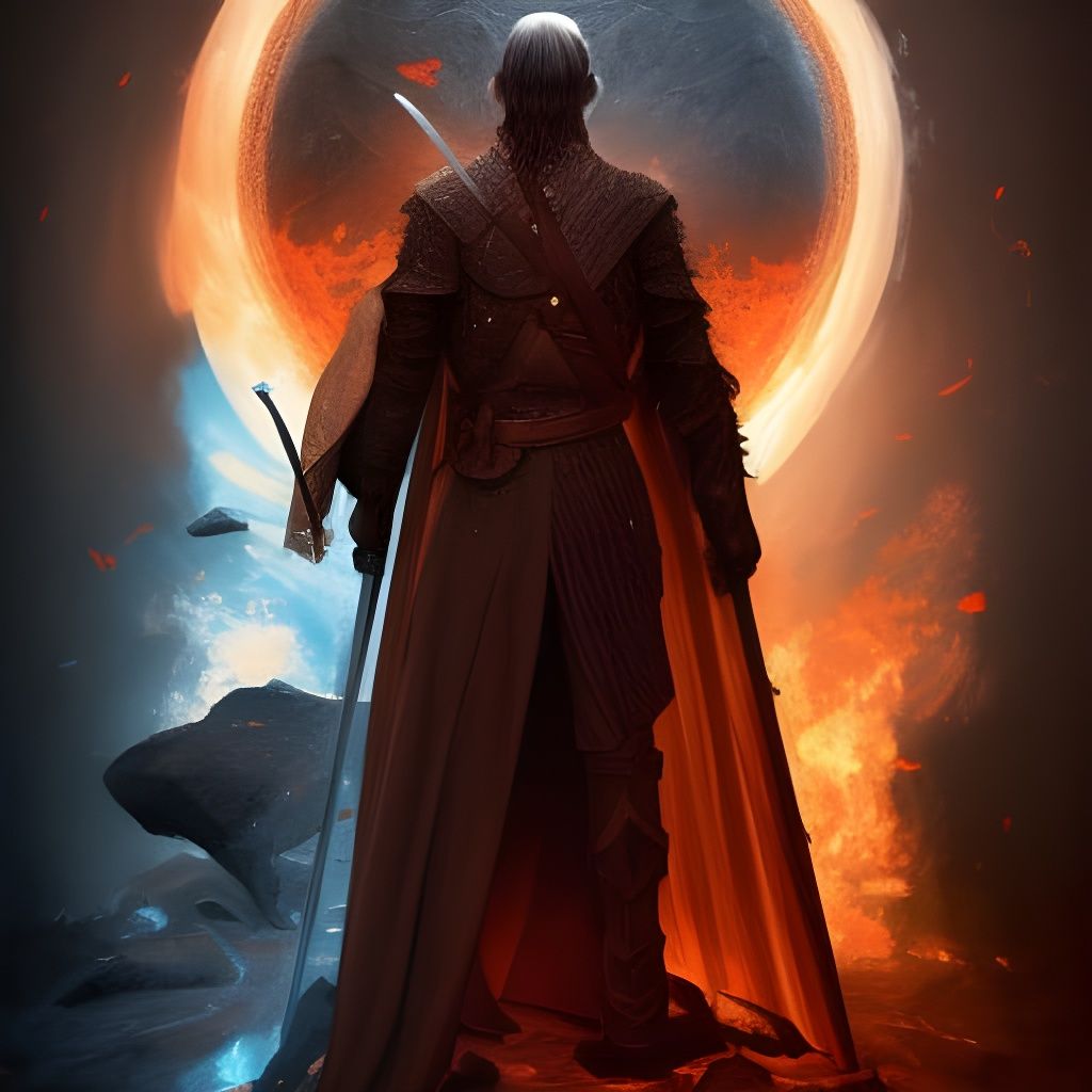 Epic Ice and Fire Clash in Dark Fantasy Style