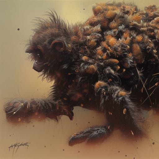 Surreal Hybrid Creature Oil Painting