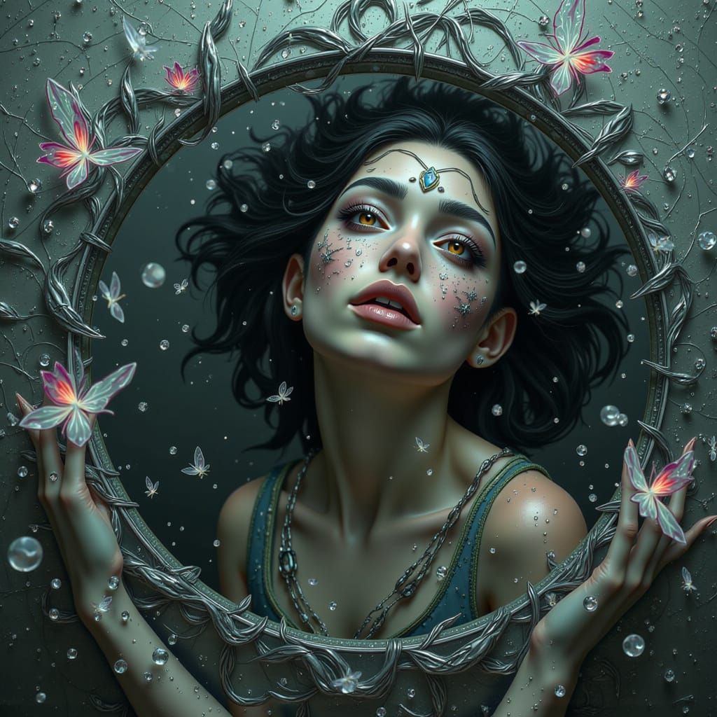 Distorted Reflections: A Dark Surreal Portrait