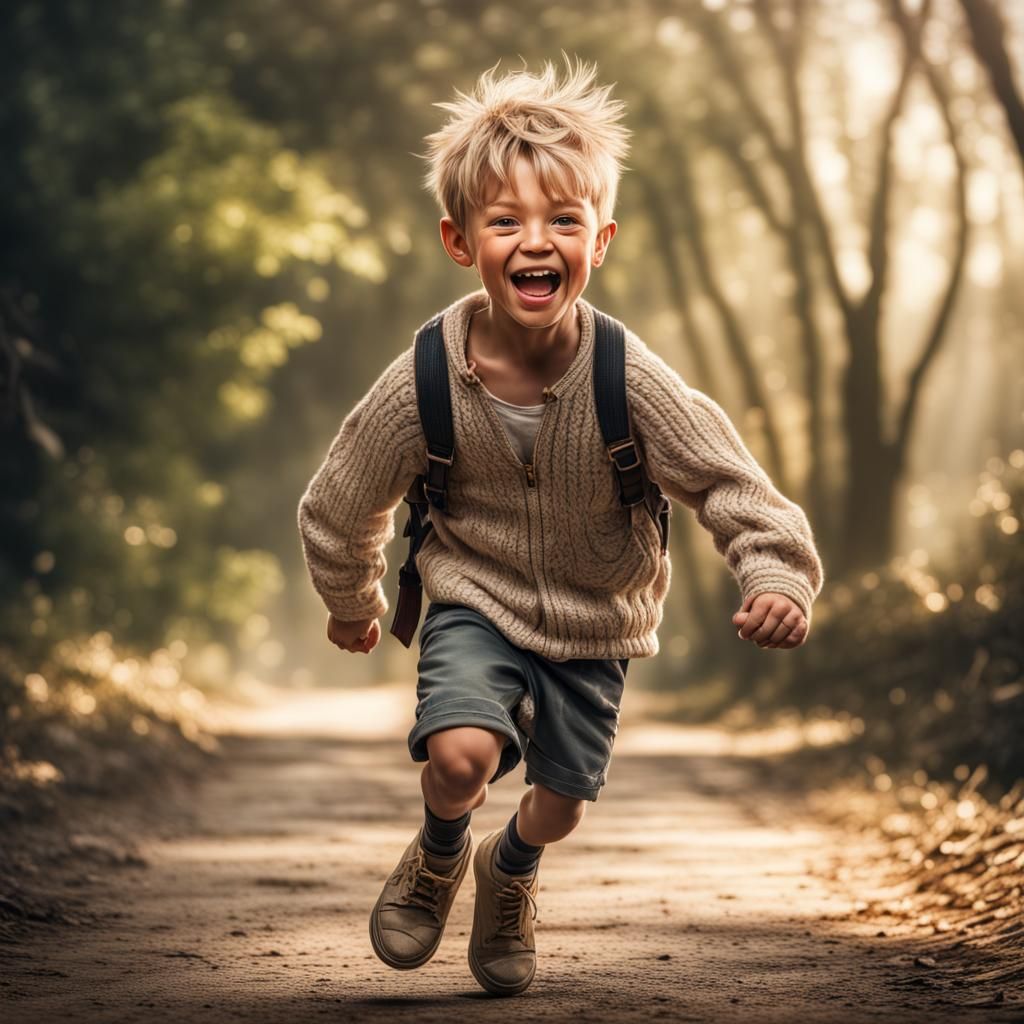 Hyperrealistic Portrait of a Joyful Boy