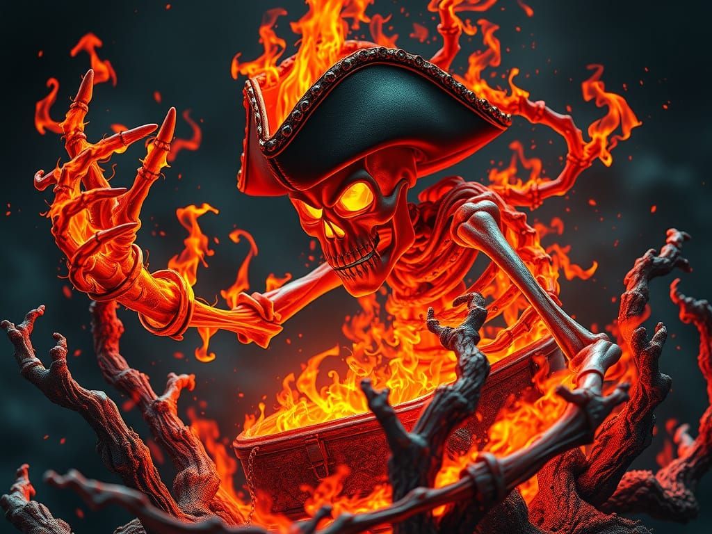 Fiery Pirate Guardian of Hidden Treasure