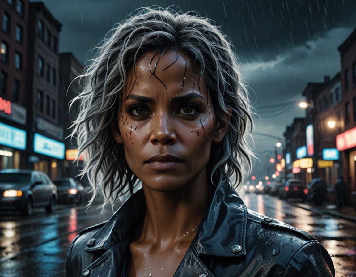 Halle Berry as Storm in Hyperrealistic Fantasy Portrait
