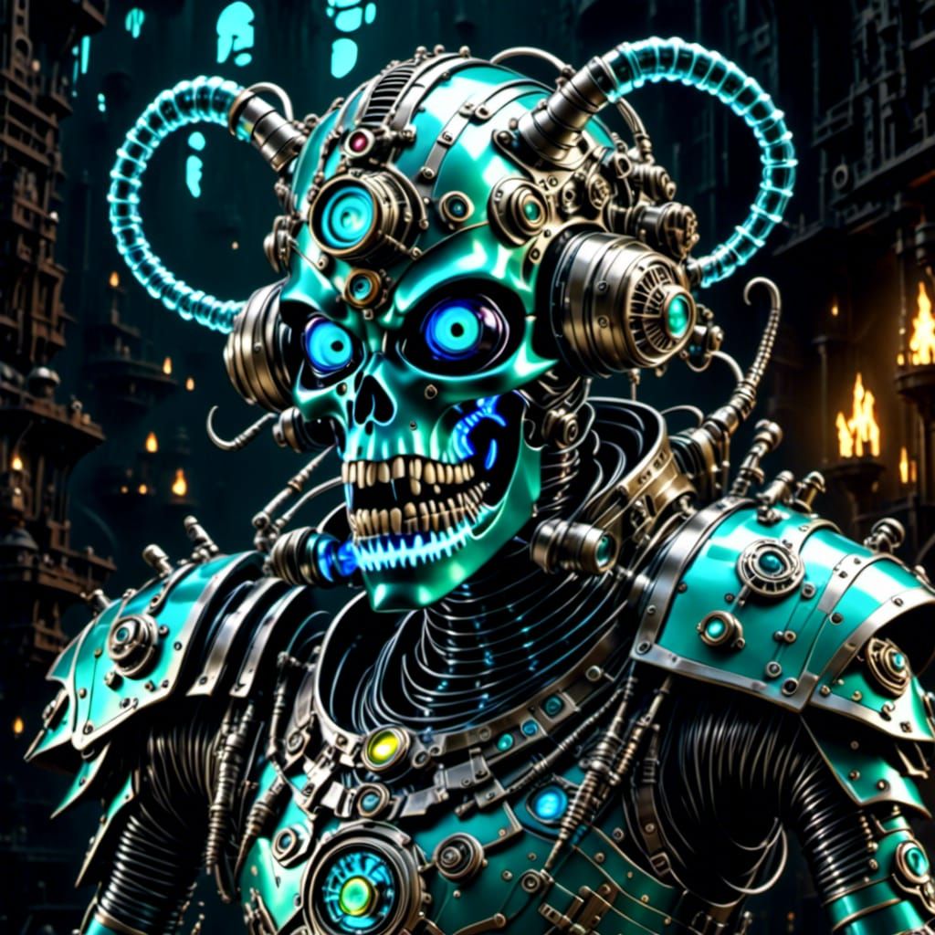 Dieselpunk Cyborg Warrior with Trap Jaw