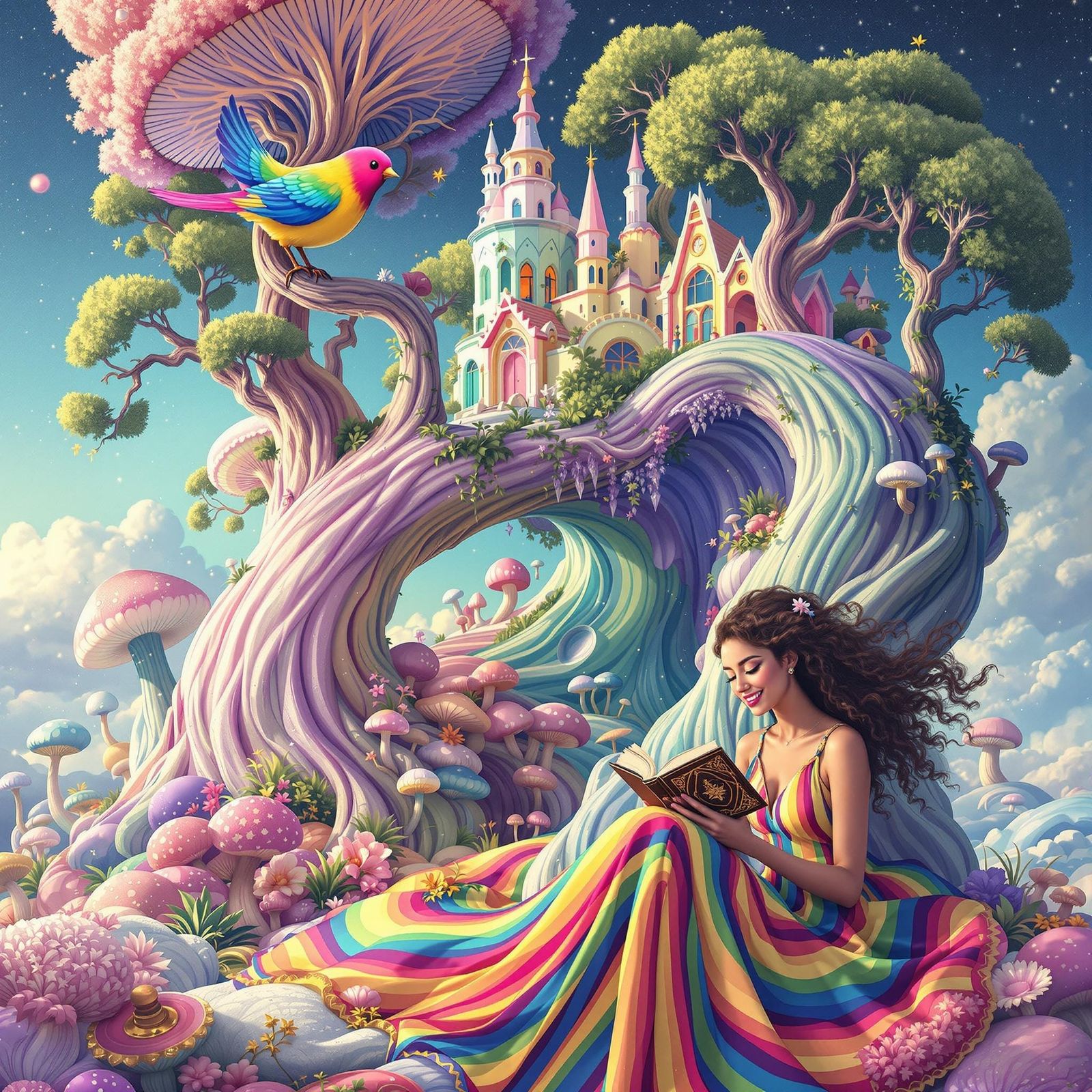 Surreal Bird Song in a Dreamlike Landscape