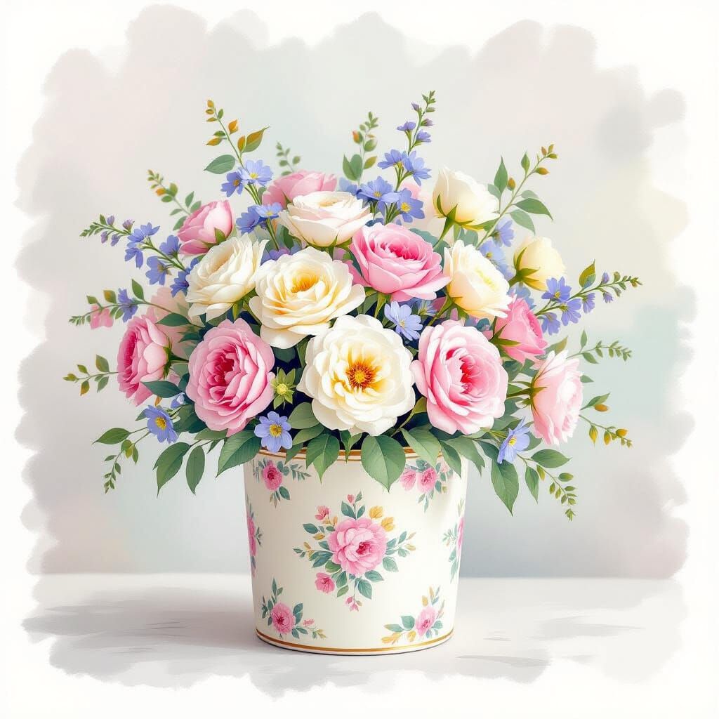 Elegant Hatbox Flower Bouquet in Provence Style
