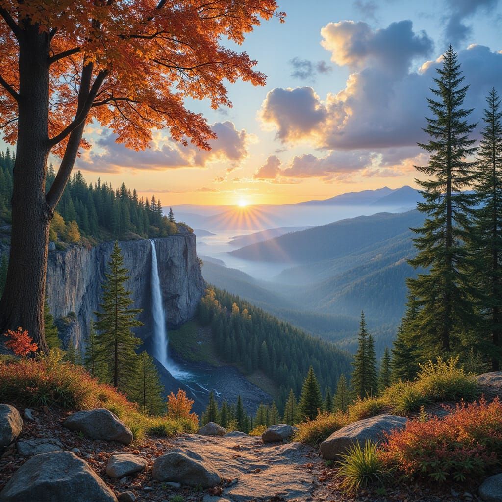 Magnificent Landscape Mural with Autumn Colors