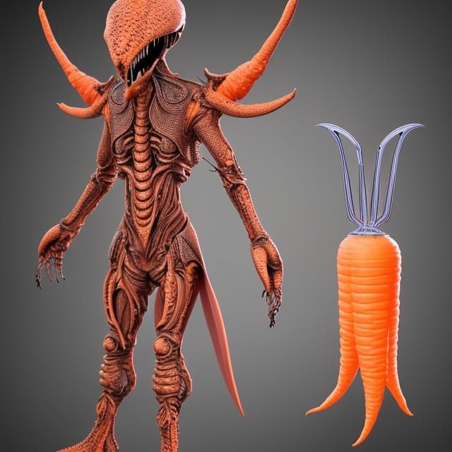 Fantasy Alien Warrior with Carrot DNA