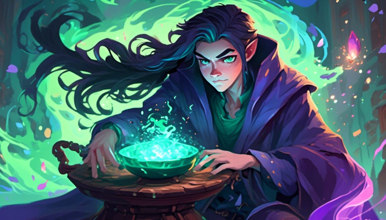 Shocked Apprentice Pours Potion in Hyperdetailed 8K