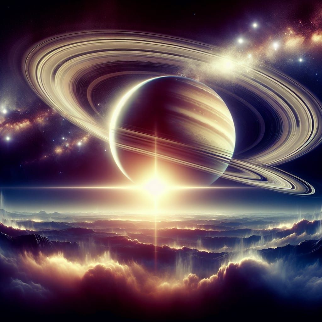 Hyperrealistic Cosmic Saturn Digital Matte Painting