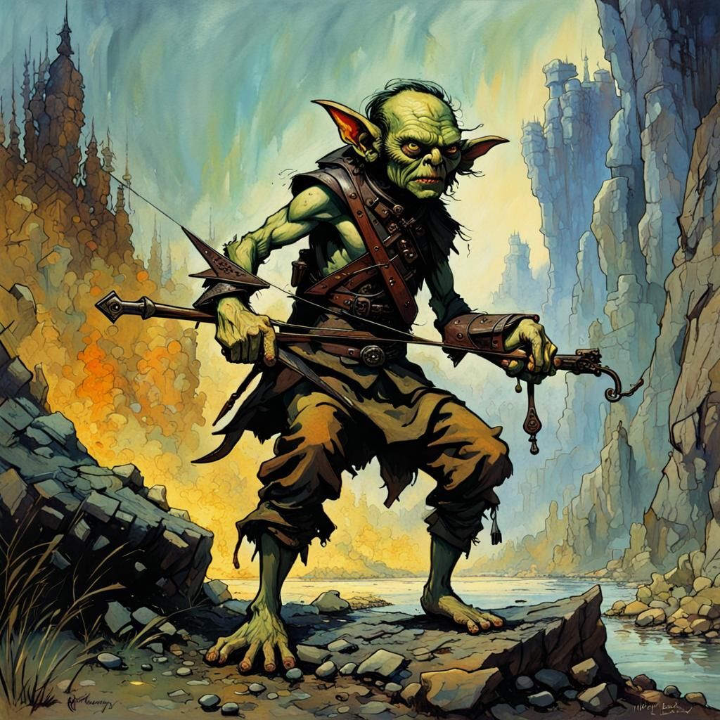Goblin Warrior with Crossbow in Fantasy Art Style