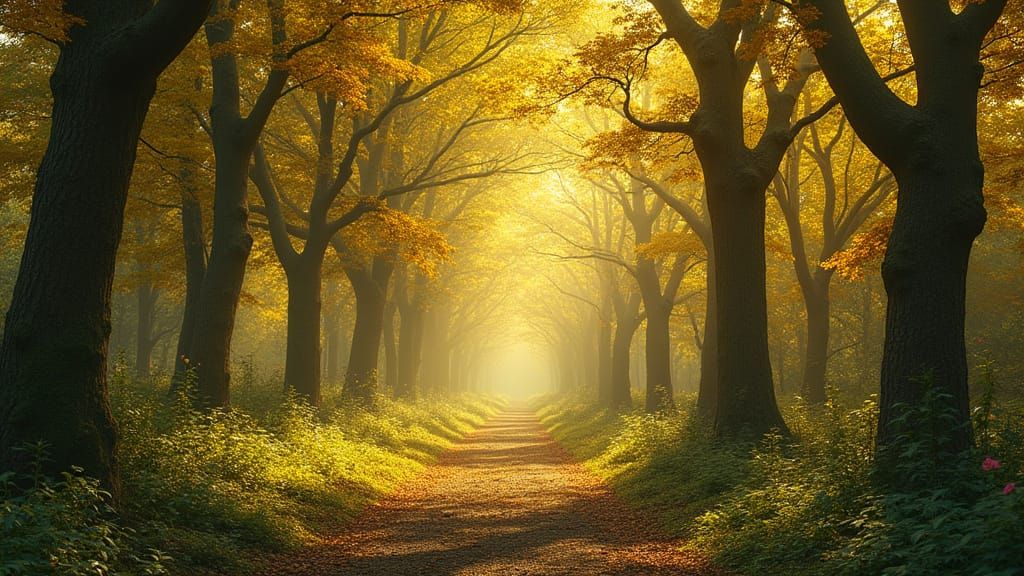 Golden Forest Inspired by Painterly Art Styles