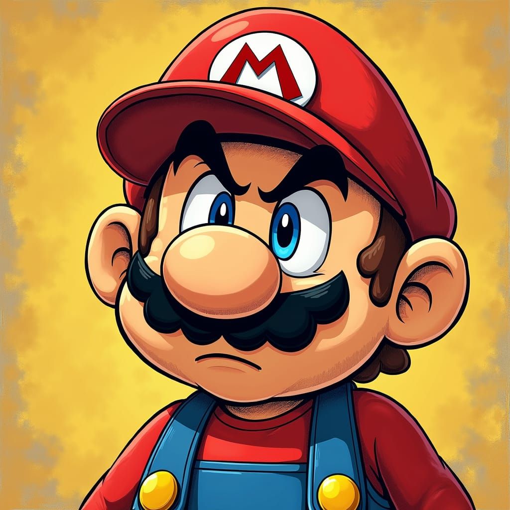 Mario's Sour Face: A Close-Up Portrait