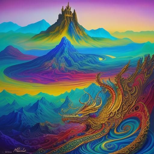 Surreal Dragon Portrait in Vibrant Oil Painting Style