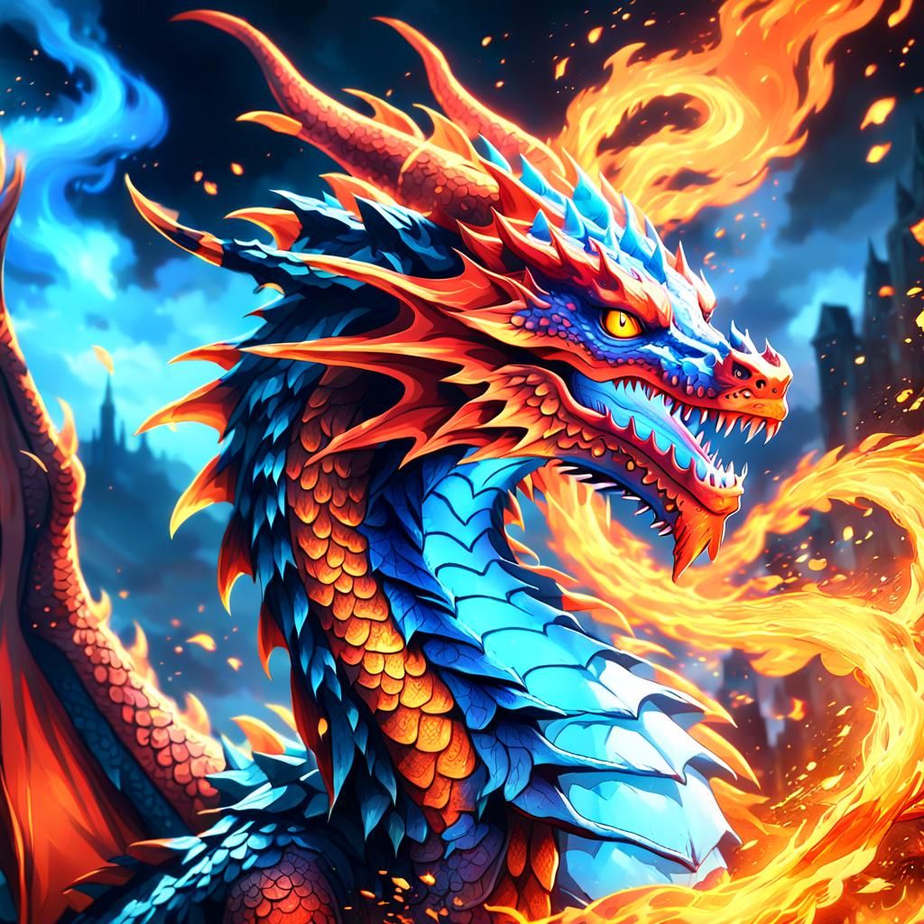 Fiery Red Dragon in Anime Key Visual