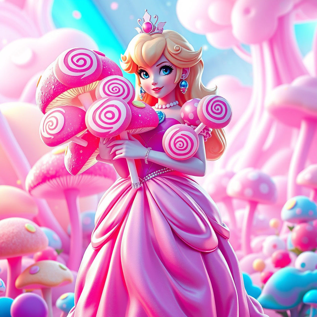 Princess Peach in Candyland: A Digital Art Illustration