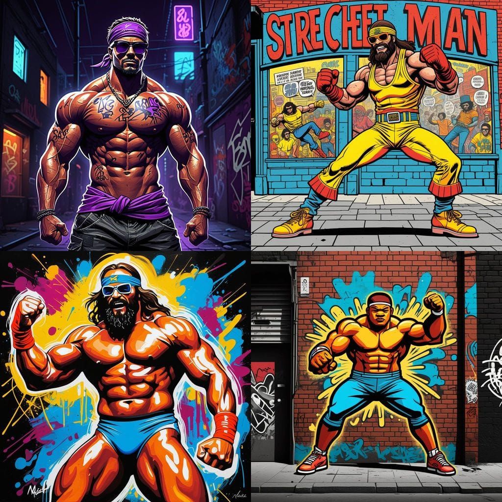 Macho Man Randy Savage Street Art in Underground Comix Style