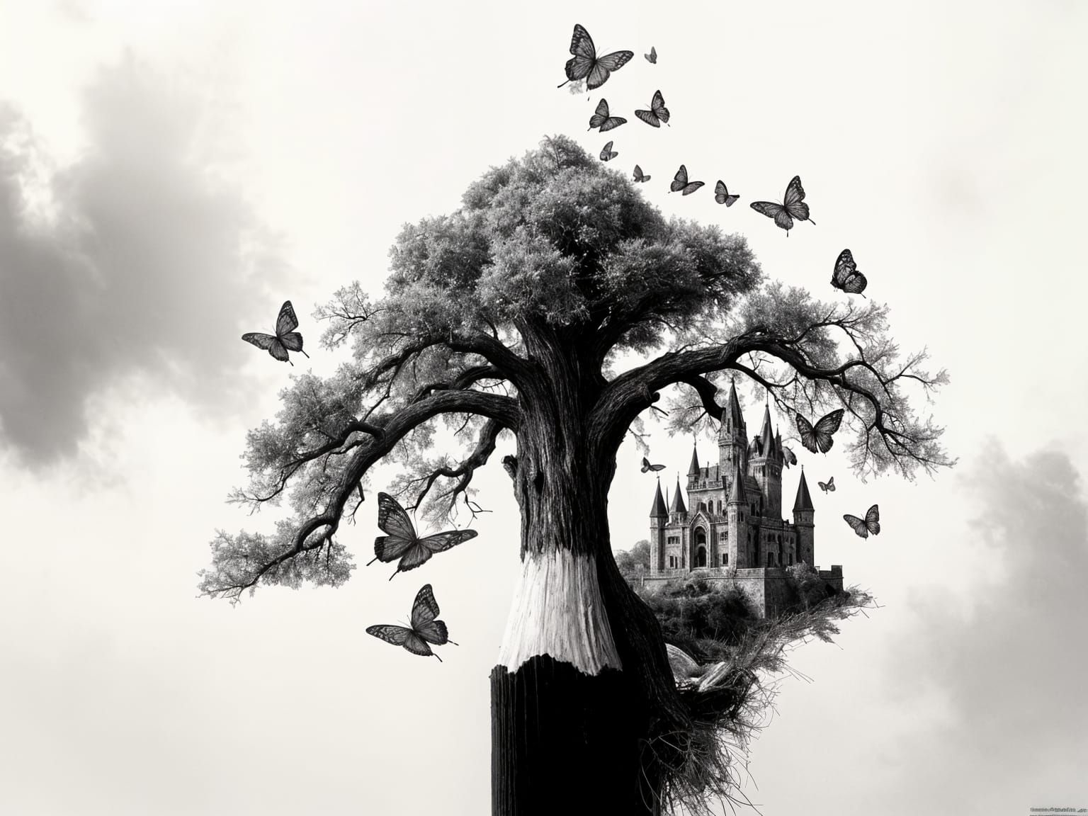 Pencil Transforms into Tree with Graphite Branches