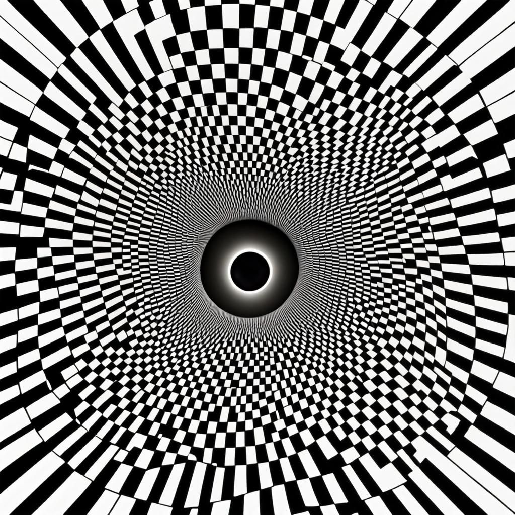 3D Black Hole Optical Illusion in Black and White