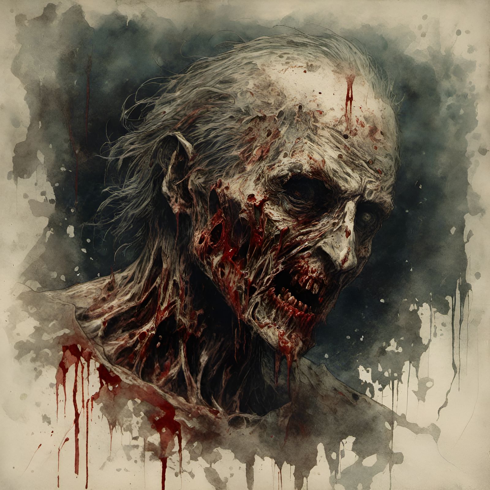 Rotting Bloody Zombie in Creepy Magazine Style