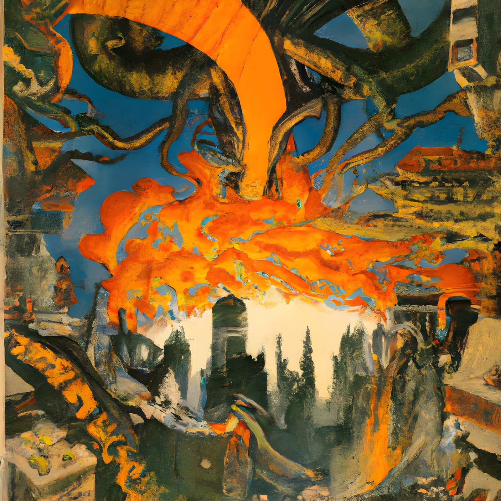 Fiery Mythical Apocalypse of New York City