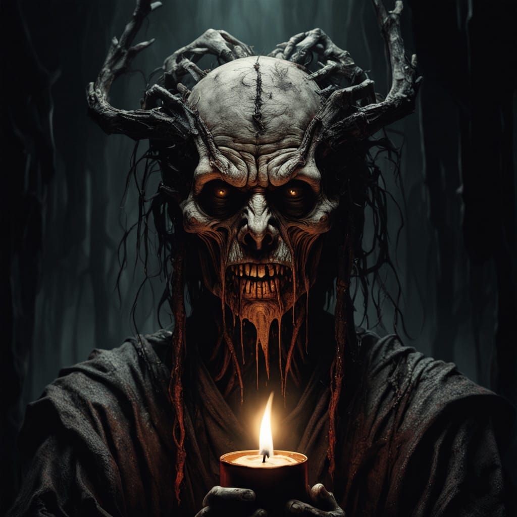 Grotesque Cannibal in Macabre Grimace